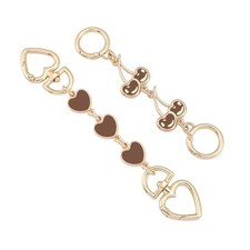2Pcs Purse Extender Chain Gold Bag Extender Chain Gold Brown Heart/Cherry 