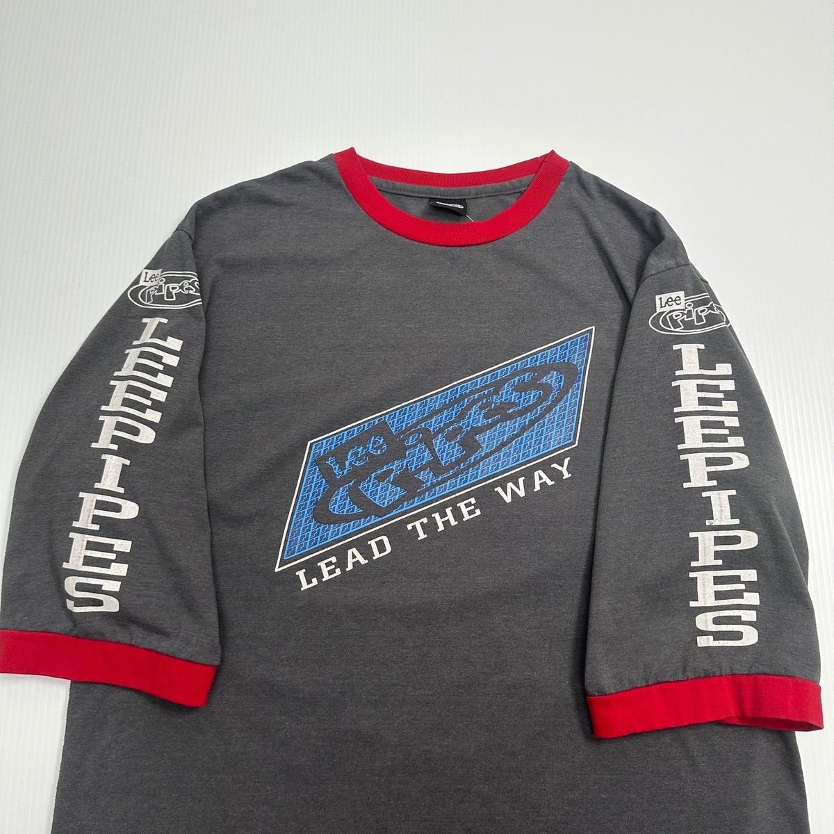 トップス LEE heavy weight independent 90s Vintage Lee Pipes Lead The Way 3/4 Length Sleeve Shirt XL | eBay