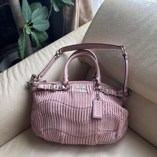 Borsa a tracolla Coach Madison 18620 in pelle raccolta a 2 vie rosa argento...