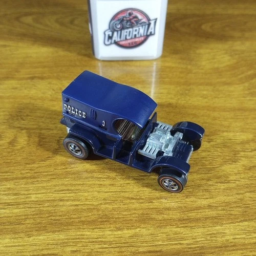 Vintage Hot Wheels Redline Paddy Wagon Blue Gold Letters USA 1970 Police Vehicle