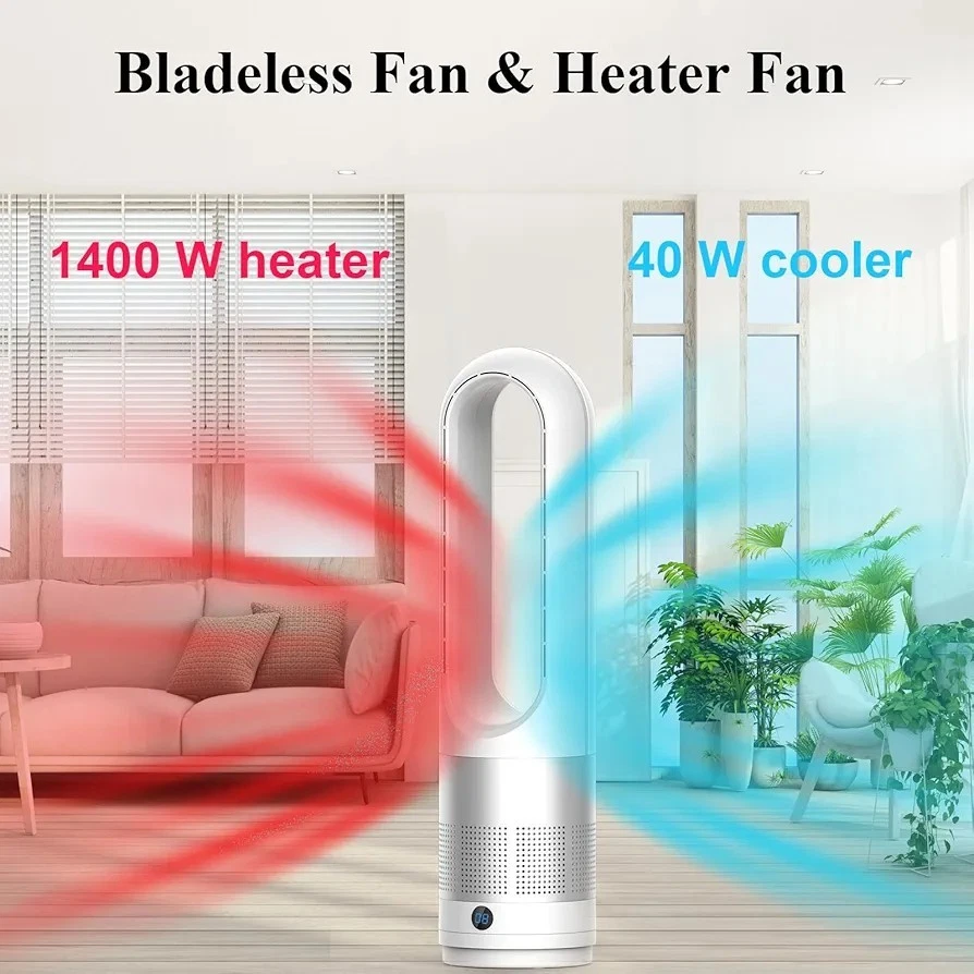 Bladeless Heater and Fan Combo 1400 Watt Electric Heater and 40 Watt Cooling Fan Foto 3 de 4