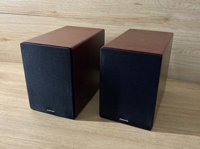 2 Stück (=1 Paar) Philips MCM770 Regallautsprecher / Lautsprecher Mahagoni Optik