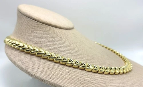 BELLEZZA 18" Goldtone Bronze Cast Link Line Necklace - Leaf - NWT image 10