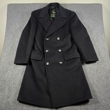 Vintage Union Made Black Wool Blend Double Breasted Long Peacoat Made in Italy