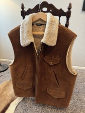 Polo by Ralph Lauren Men's Vintage Shearling Brown Ivory Vest