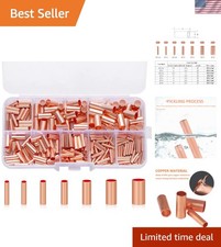 250Pcs Wire Ferrules Kit 7 Size Copper Crimp Connector Non Insulated Electric...
