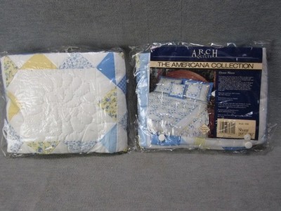 ARCH Quilts The Americana Collection Sham 20x26 Yellow Blue White Ocean Waves