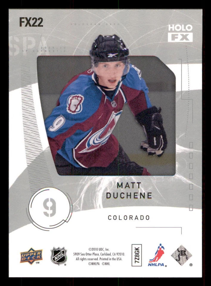 2009-10 SP Authentic Holoview FX #FX22 Matt Duchene - Image 2 of 2