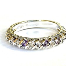 Amethyst Anniversary Eternity Ring Size 7 Silver Rhodium Plated Purple Zirconia
