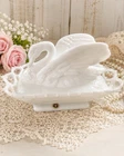 Westmoreland Milk Glass Swan Covered Dish Basket Open Lace Vintage White