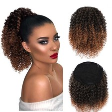 Drawstring Ponytail for Black Women Curly Brown Ponytail Extension for Black ...