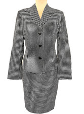 Peter Nygard Black  White Geometric print Skirt Suit, Jacket Size 4 cotton VTG