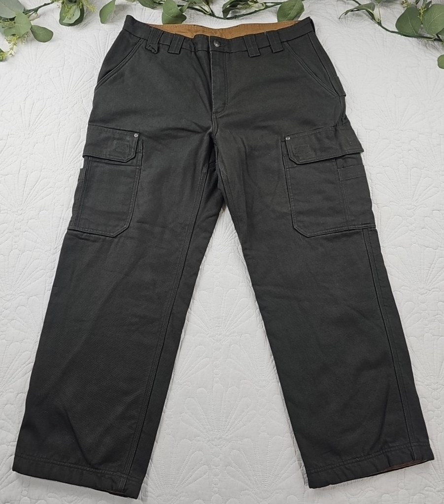 Duluth Trading Company Gray Fleece Lined Straight Leg Cargo Pants Size 38 x 30