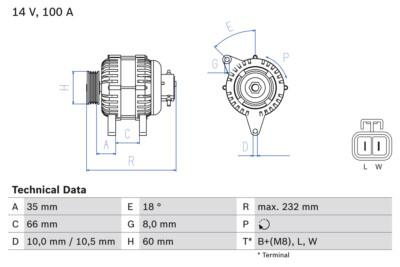 Bosch 0 986 048 340 Alternator for Opel, Vauxhall