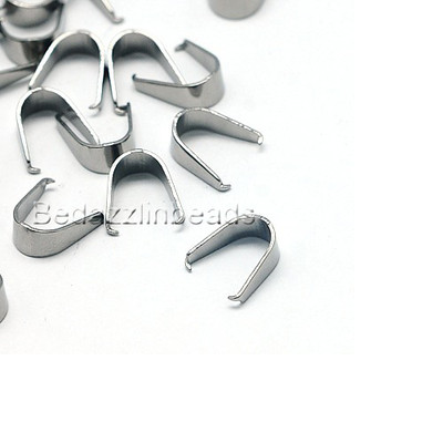 10 Small 304 Grade Stainless Surgical Steel Ice Pick Charm Pinch Bails 7mm x 3mm