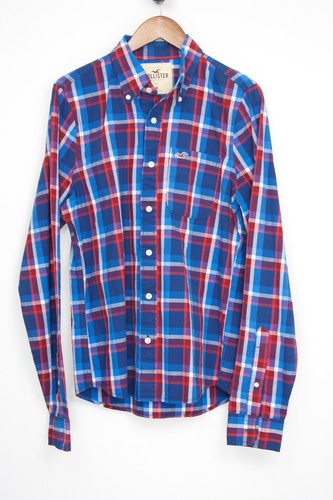 NEW Hollister Plaid Shirt M Blue Red 