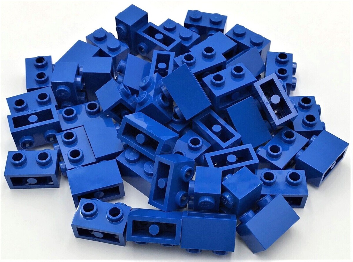 Lego 50 New Blue Bricks Modified 1 x 2 Stud with Studs on Side