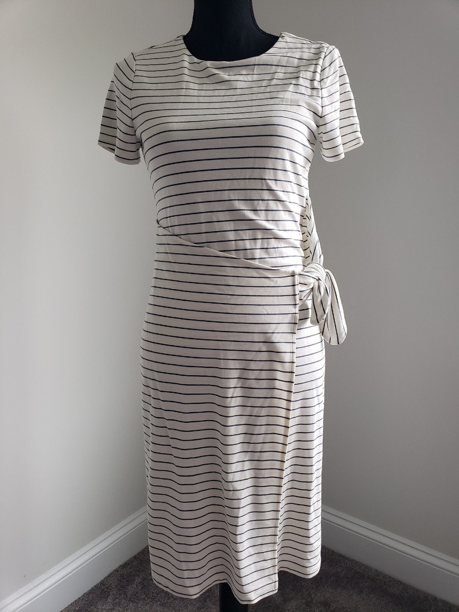 Ann taylor women wrap dress soft stretch knit size XS white black striped  casual | eBay
