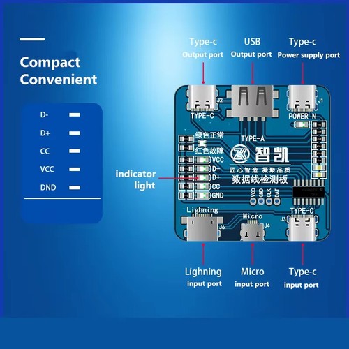 USB Cable Data Wire Detection Board Tester Checker For USB-C Lightning Cables - Picture 6 of 8