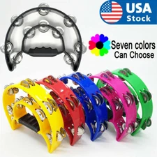 Double Row TAMBOURINE - Metal Jingles Hand Held Percussion Ergonomic Handle