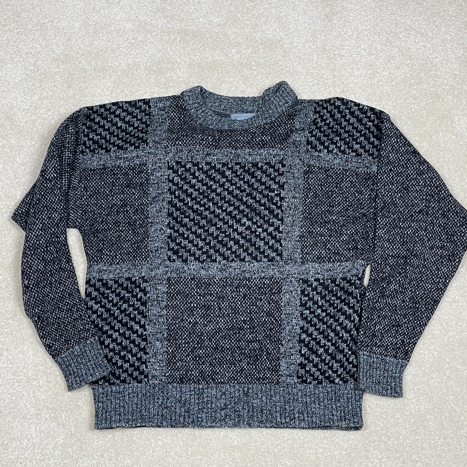 VTG Le Tigre Patchwork Checkered Houndstooth Swea… - image 1