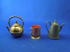 Vintage Lot of Miniatures 2 Teapots 1 Beer Stein Metal Pewter Aluminum Dollhouse
