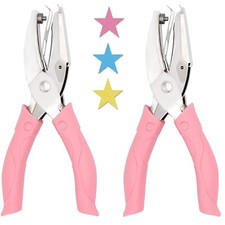 2 Pack 1/4 Inch Star Shaped Metal Single Handheld Hole Paper Punch Punchers w...