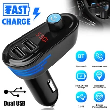 Car GPS Wireless Bluetooth FM Transmitter Radio Play Dual USB QC3.0 Fast Charger