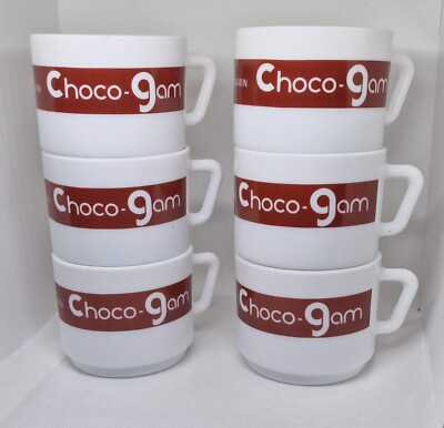 Lot De 6 Tasses à Café Arcopal Vintage - Motif Fleurs Blanches - Occasion Bon état