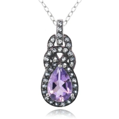 925 Silber Amethyst & Blautopas Twist Träne Halskette, 18''