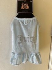 Juicy Couture Light Blue Velour Bling Dress Pet Dog Apparel Size XS/S  NWT 