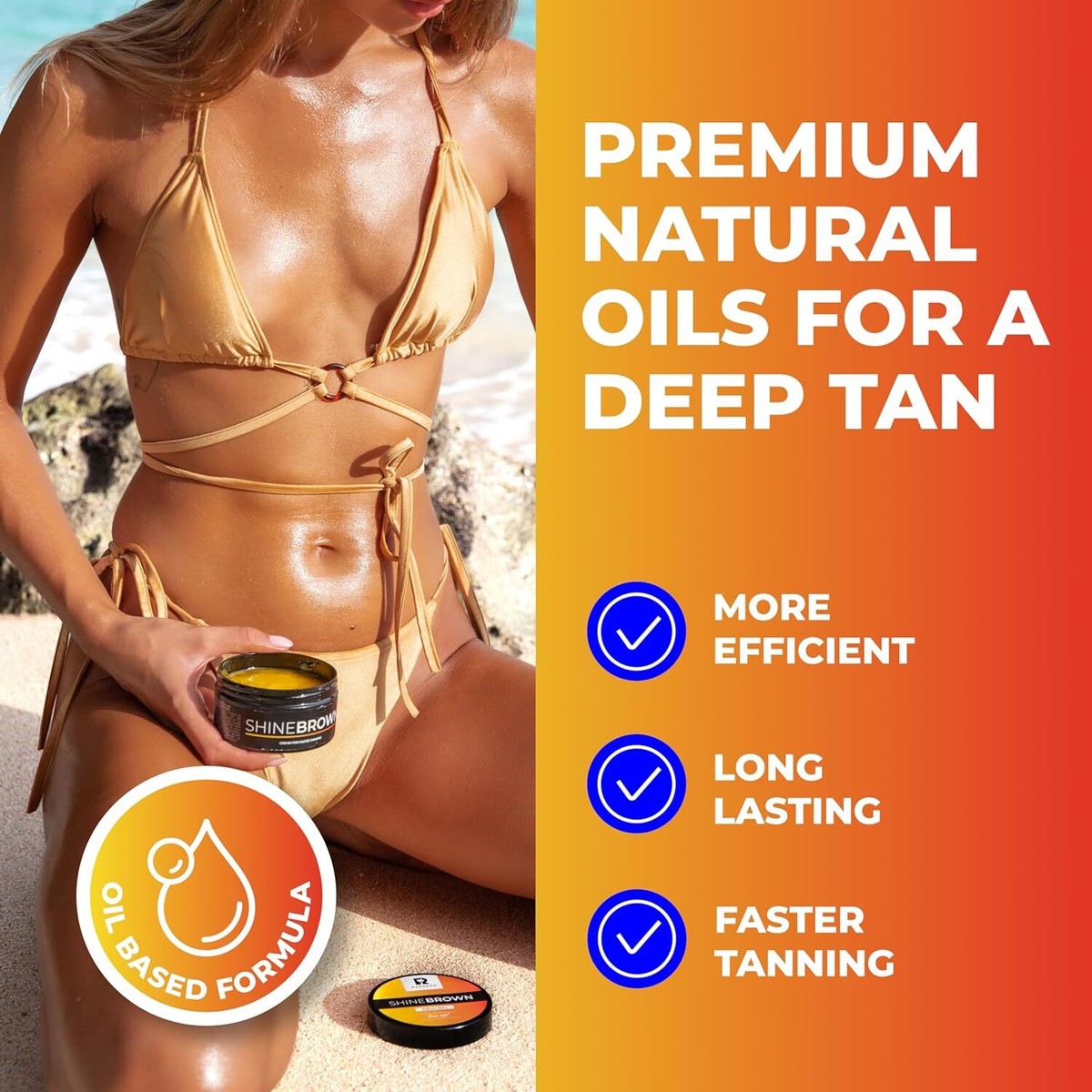 BYROKKO Shine Brown Premium Tanning Accelerator Cream 6.4 Fl Oz