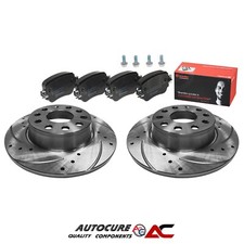 FOR SKODA OCTAVIA VRS MK3 TDI REAR SOLID DRILLED & GROOVED DISCS & BREMBO PADS