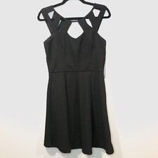 NWT BETSEY JOHNSON Textured Cutout Pockets Fit & Flare Little Black Dress Size 6