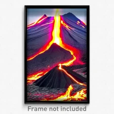 Pixel Art Poster - Flashy Lava Fields (8 Bit Psychedelic Video Game Print)