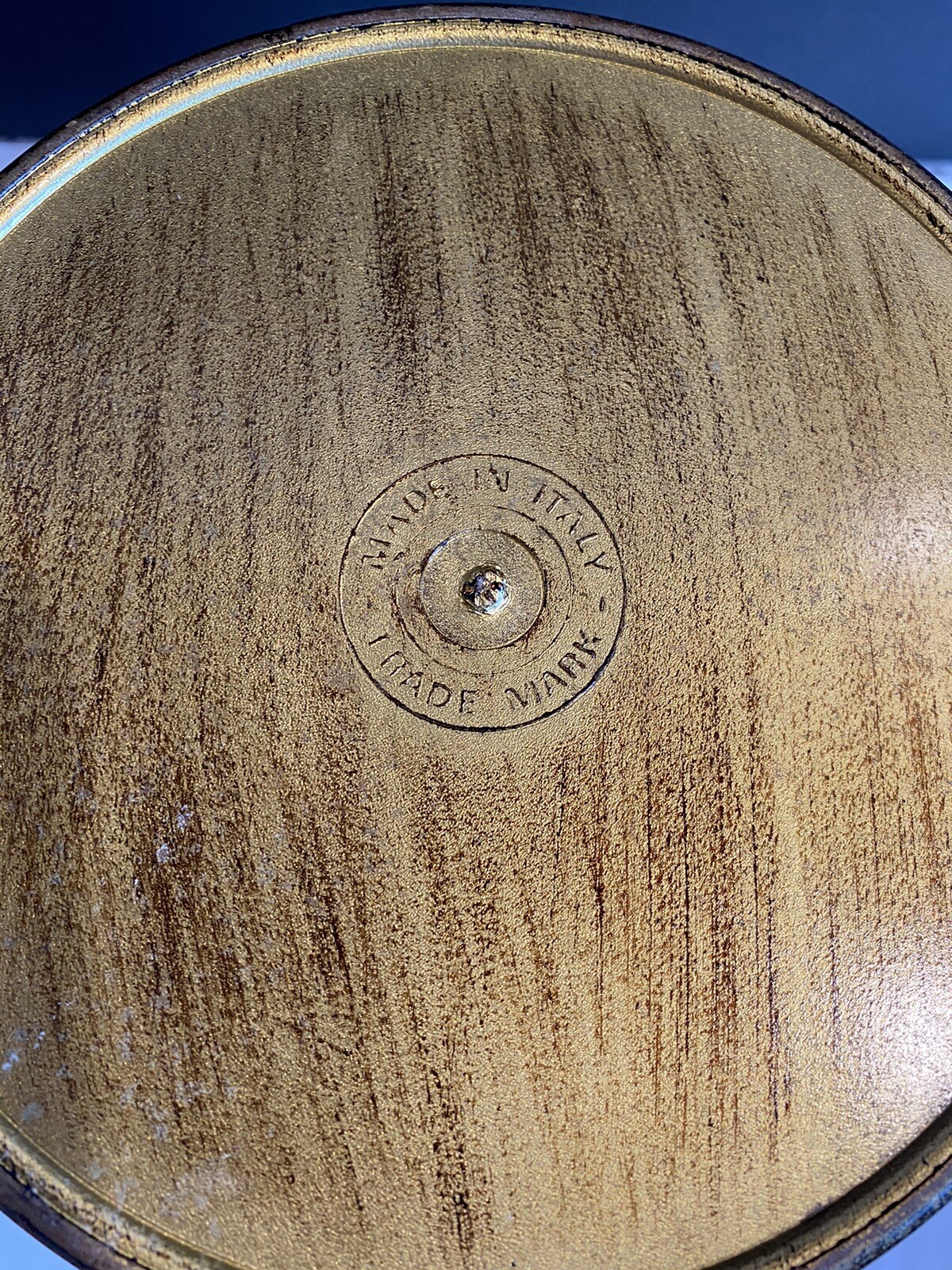 Vintage Cream Tan GOLD FLORENTINE Italian Trash Can Wastebasket Italy