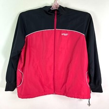 Reebok Full Zip Colorblock Windbreaker Jacket Womens Size XL Dark Pink/Black