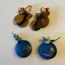 Vintage Wooden Castanets lot 2- Sets Hand Percussion Finger Symbol Hand Casta