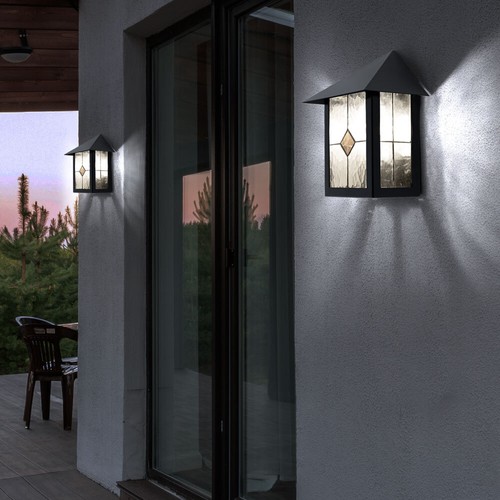 Wandleuchte Außenlampe Wandlampe Hauswandleuchte IP44 Glas Tiffany H 32,5 cm - Bild 8 von 9