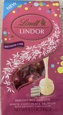 Lindt LINDOR BIRTHDAY CAKE White Chocolate Truffles 8.5 oz Bag