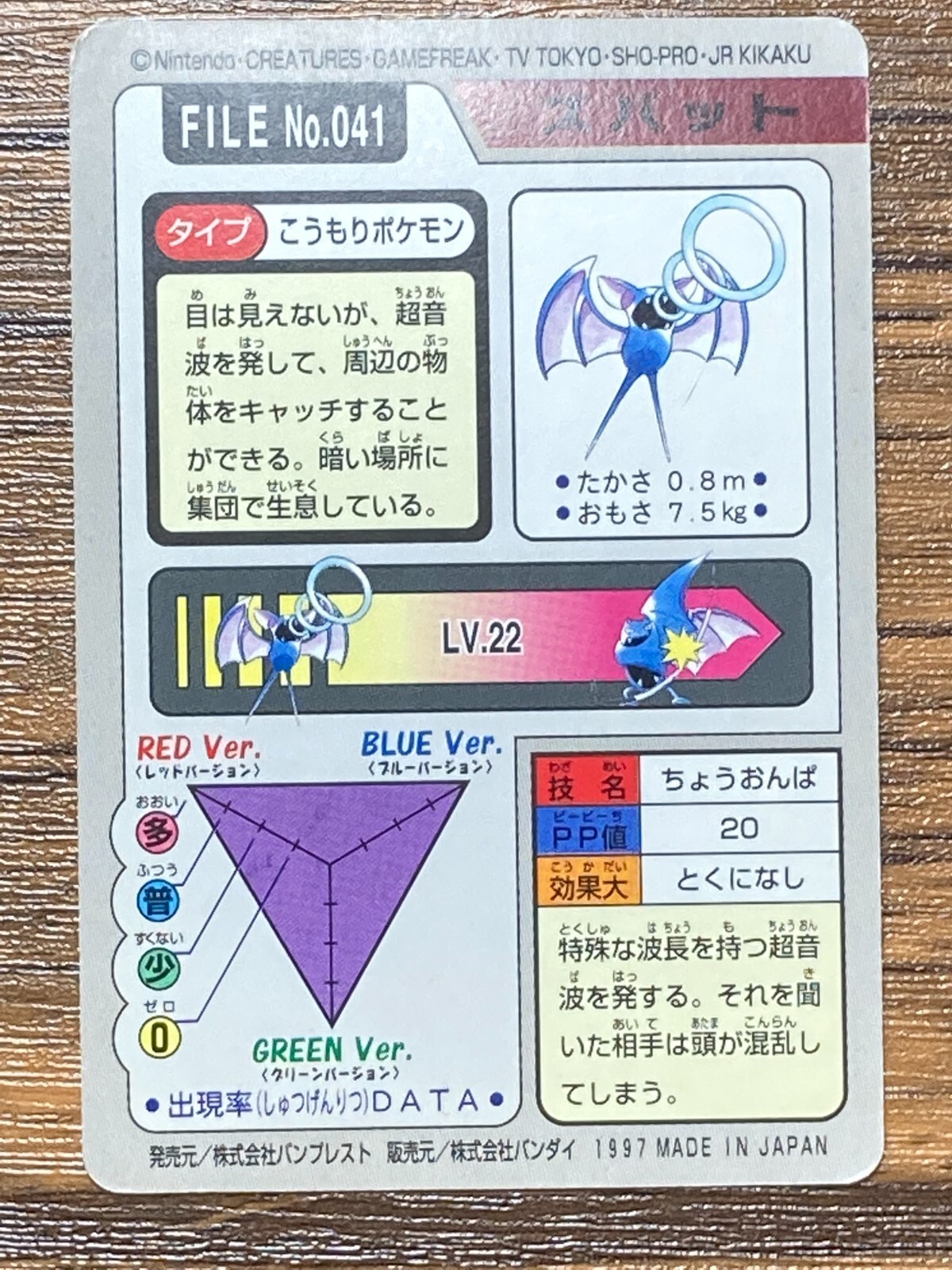 Pokemon Carddass Card Zubat Golbat Set Bandai Pocket Monsters 1997 eBay