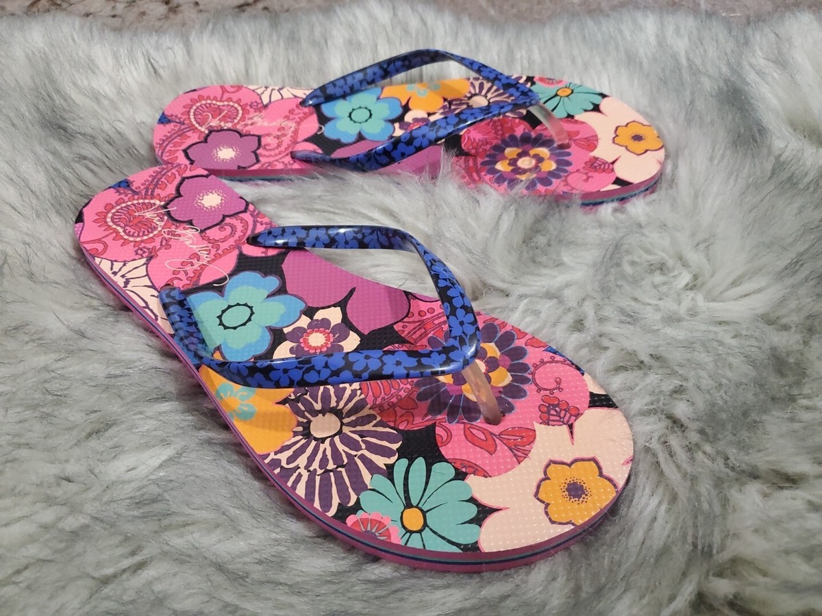 Vera Bradley Size 9-10 Rubber Floral Thong Flip-Flop Sandals