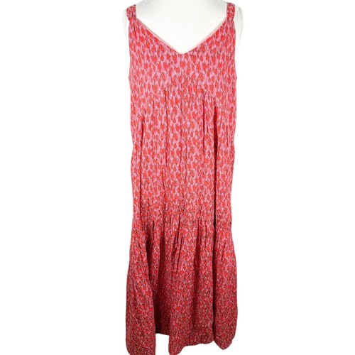 Joie Maxi Tiered Dress Tea Rose Print A-Line Relaxed Cotton Wide Straps Size M - Picture 3 of 10