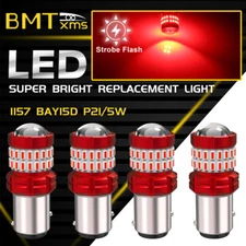 4x 1157 LED Strobe Flashing Safety Brake Stop Tail Parking Light Bulb Bright Red