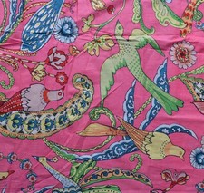 5 Yard Hand Block Floral Print Handmade Indian Pink Jaipuri Craft Fabric