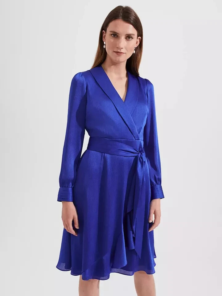 RRP£189 NEW Wrap Dress size 14 Blue image 2