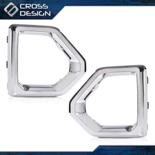 Front Fog Light Outer Bezel Cover Chrome Set Fit For GMC Sierra 19-21 Denali SLT