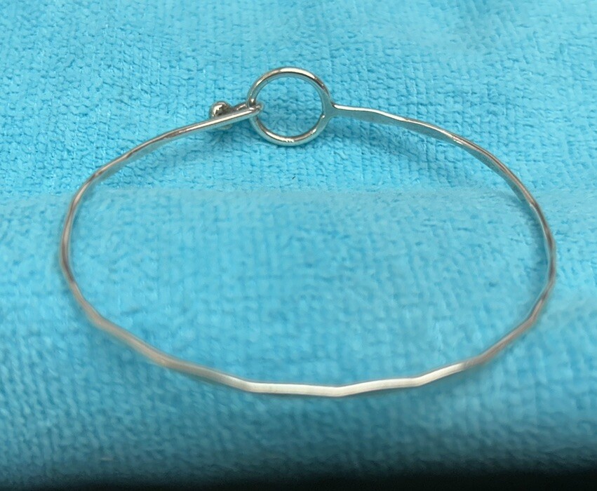 HOOK CLASP BANGLE BRACELET WAVE DESIGN STERLING S… - image 4