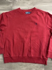 Polo Ralph Lauren Sweatshirt Mens XL Red Blue Pony Sweater Pullover Crew Vintage