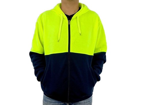 Hi Vis Safety Workwear Jacket Winter Work Hoodie Jumper Fleece Yellow Orange - Picture 13 of 18